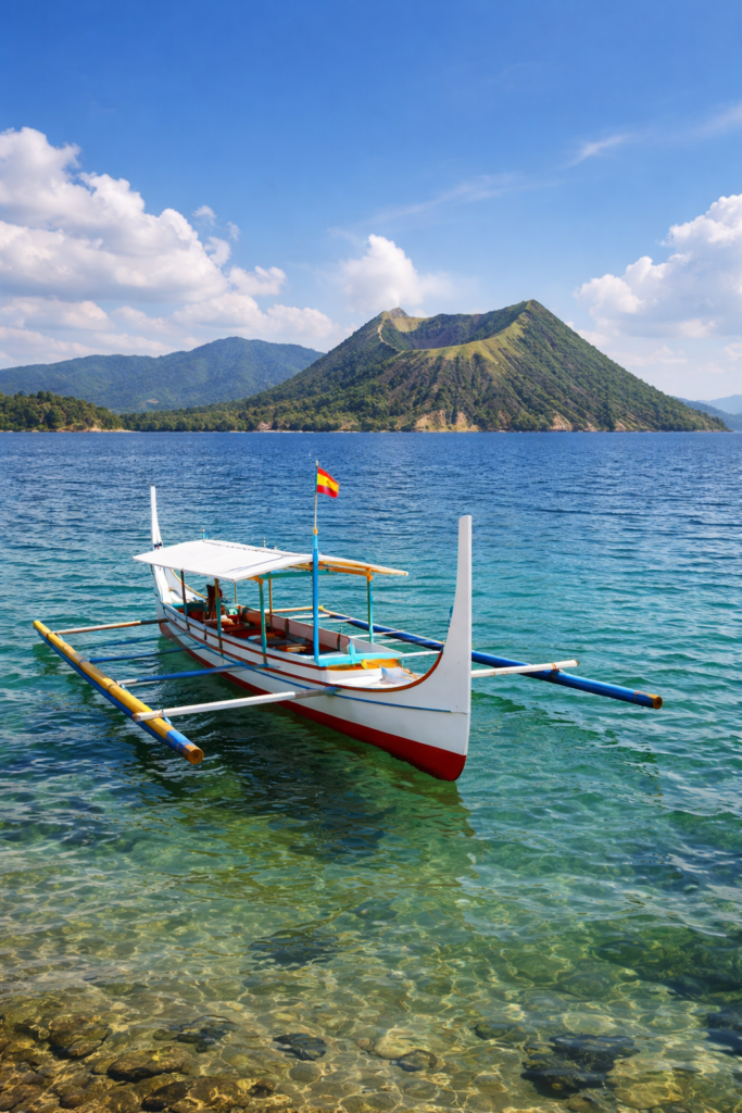 Taal Lake boat tour from Talisay - bangka with Volcano Island view