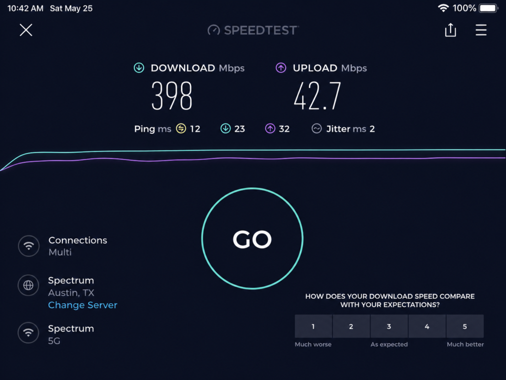 WiFi speed test at HavenInLipa Cozy 1BR Haven - 400 Mbps fiber connection
