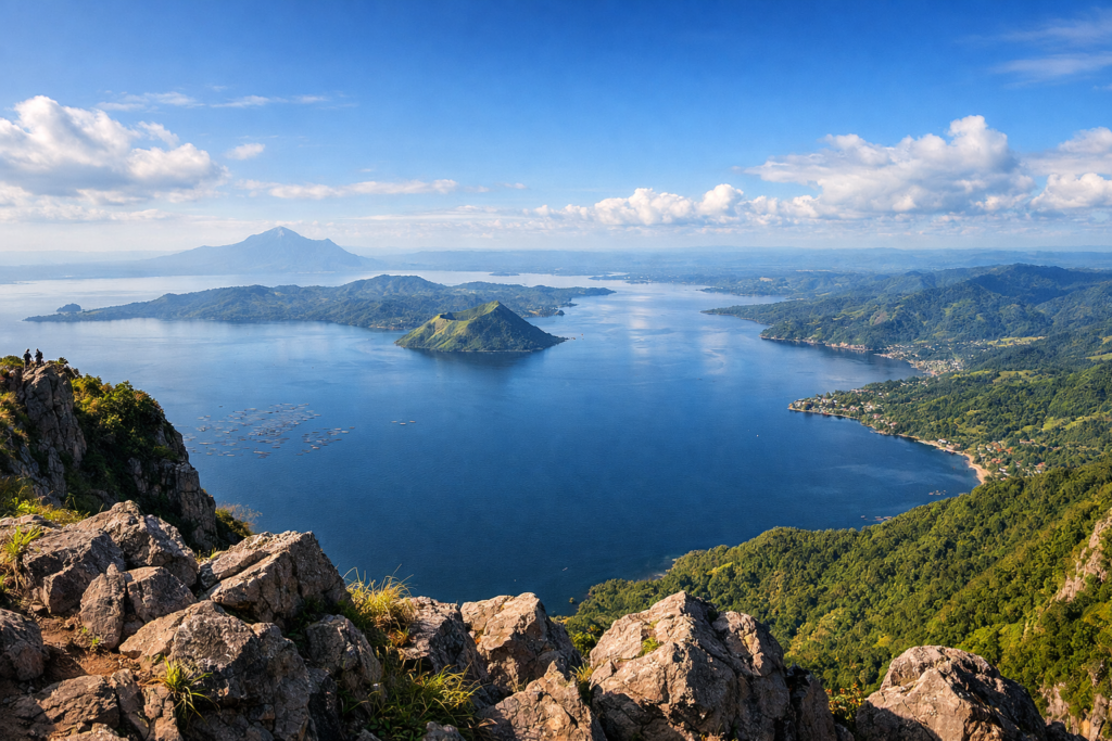 Panoramic view of Taal Lake from Mt Maculot Rockies in Batangas