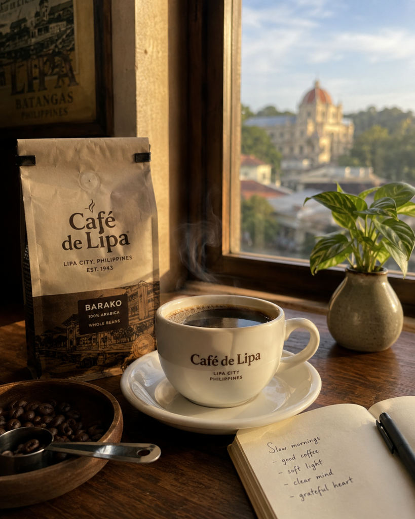 Freshly brewed barako coffee at Cafe de Lipa in the morning