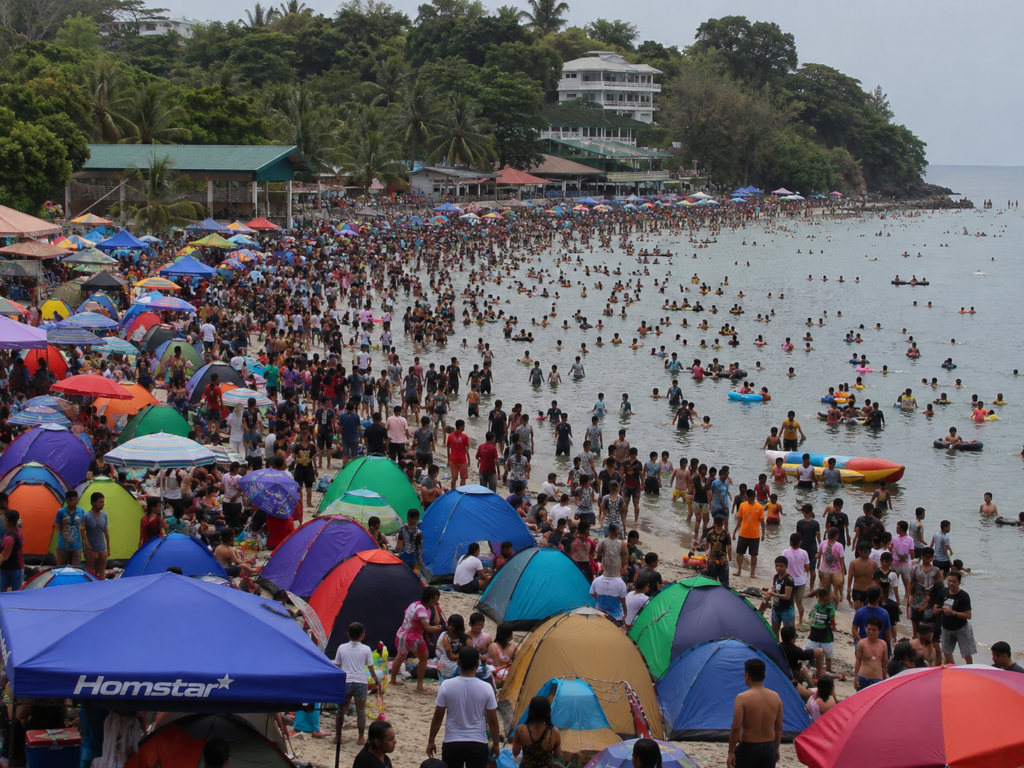 Laiya beach traffic and crowds on a long weekend - what Lipa City families skip. 