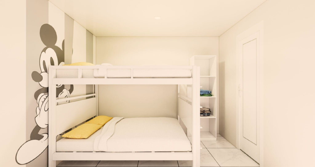 Mickey in Lipa Bedroom 1 bunk room with Disney mural - sleeps 4 kids