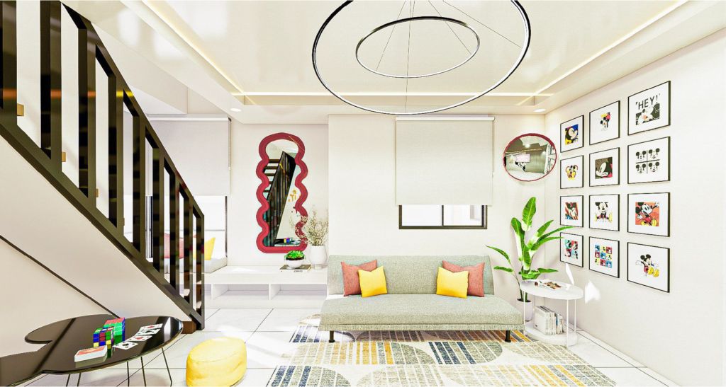 Disney-inspired gallery wall and lounge at Mickey in Lipa - Mickey Mouse themed living room