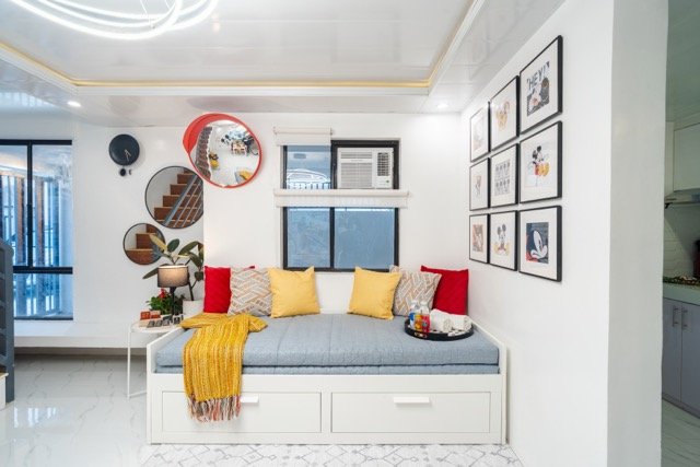 Disney-inspired gallery wall and lounge at Mickey in Lipa - Mickey Mouse themed living room