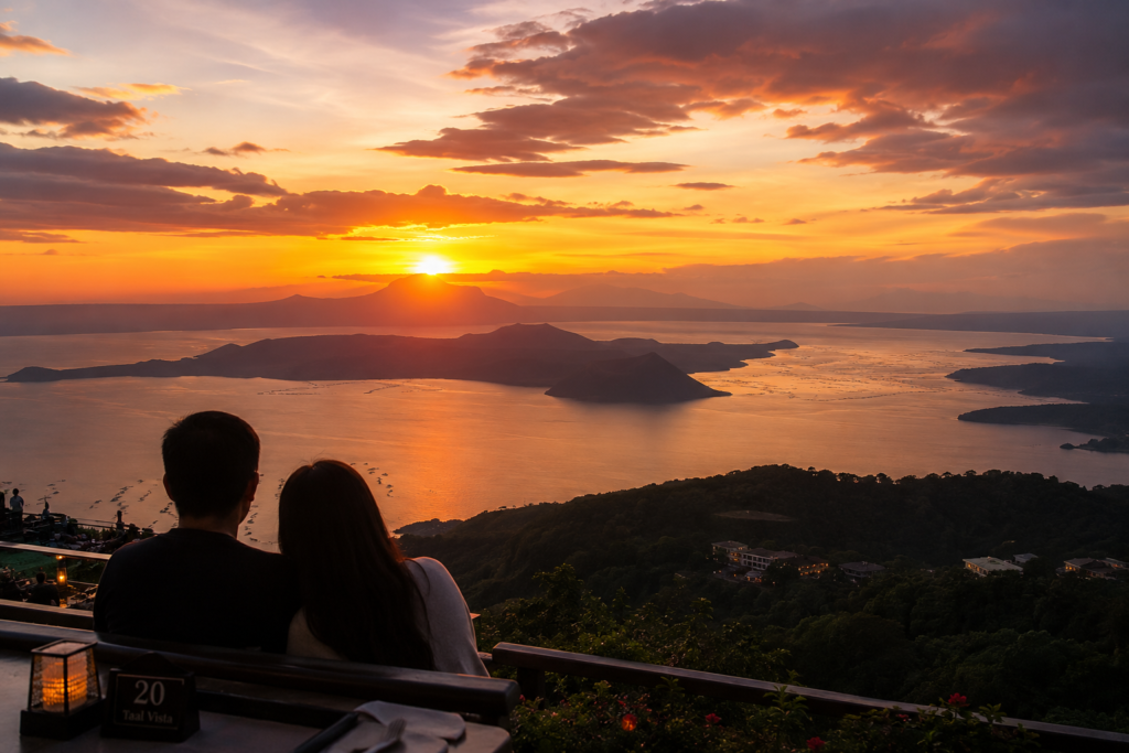 Sunset over Taal Lake from Tagaytay Ridge - 25-minute drive from Lipa for couples.