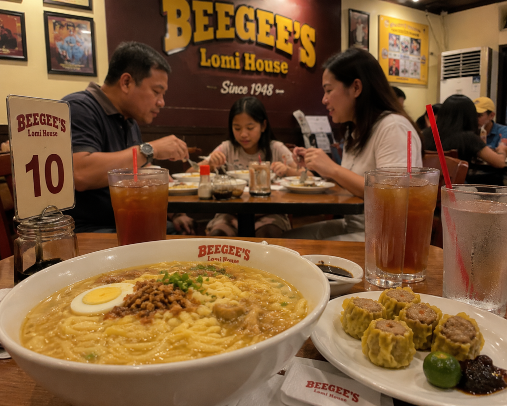 Lunch at Beegees Lomi House Lipa - special lomi with siomai sides. 