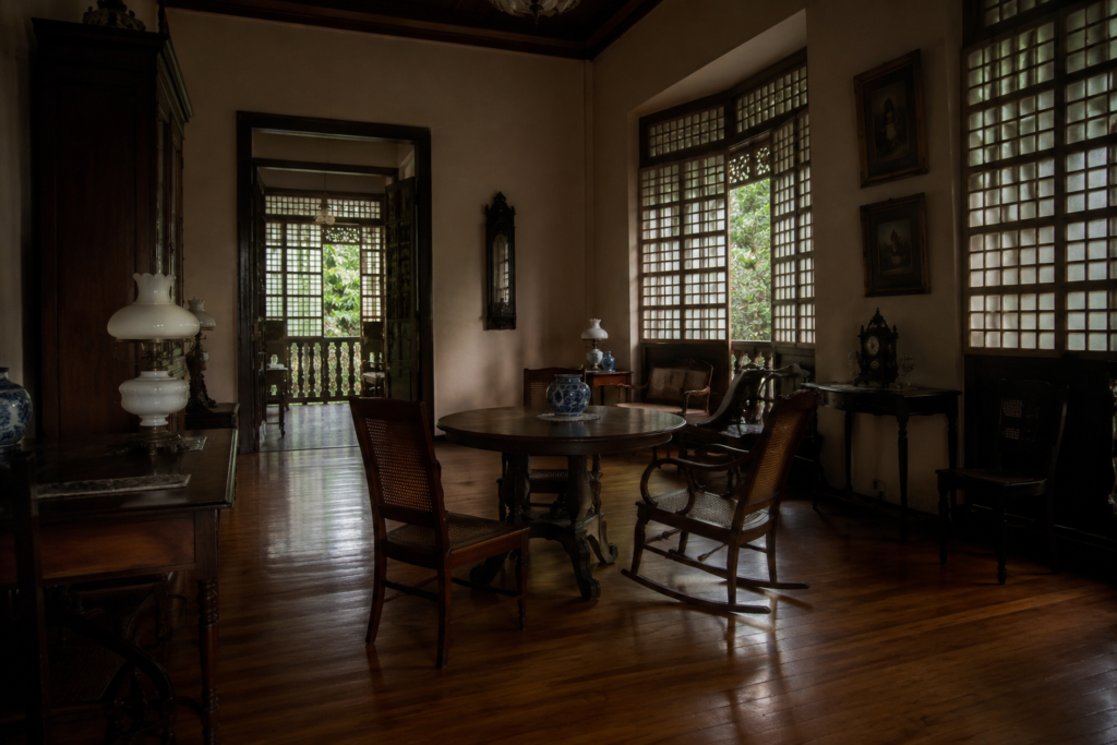 Casa de Segunda interior period furniture - Lipa City heritage museum rainy day visit. 