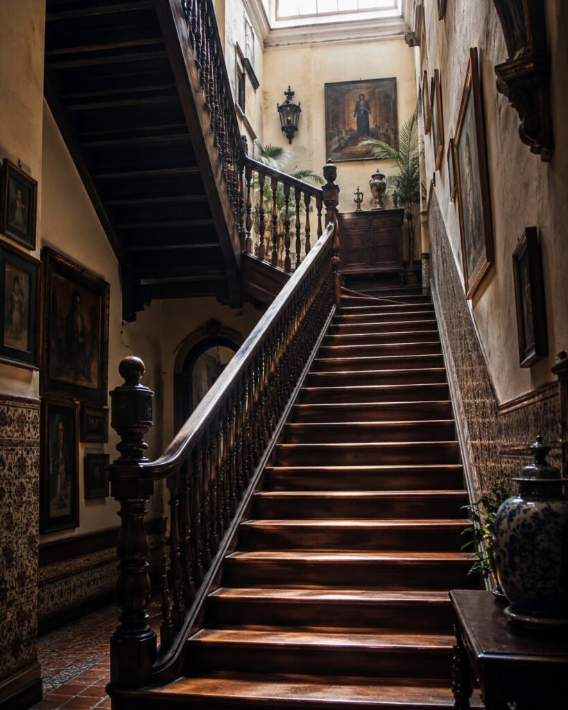 "Casa de Segunda grand wooden staircase - Lipa heritage interior"