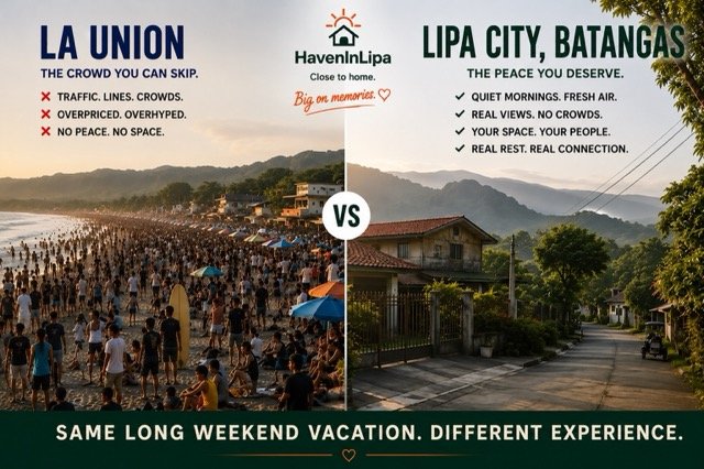 La Union crowded beach vs quiet Lipa City weekend - anti-beach long weekend comparison
