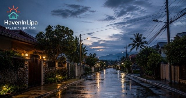 Late August evening in Lipa City after rain - cool atmospheric long weekend