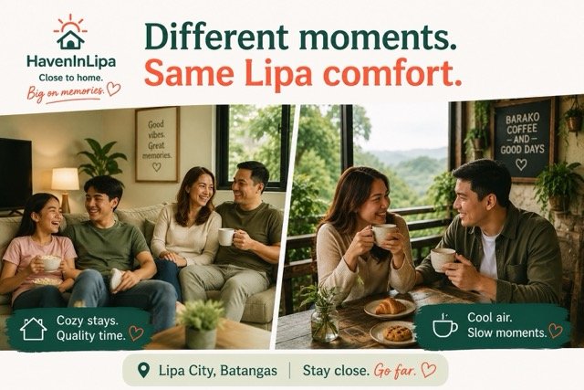 Family and couple summer staycation indoors in cool Lipa City